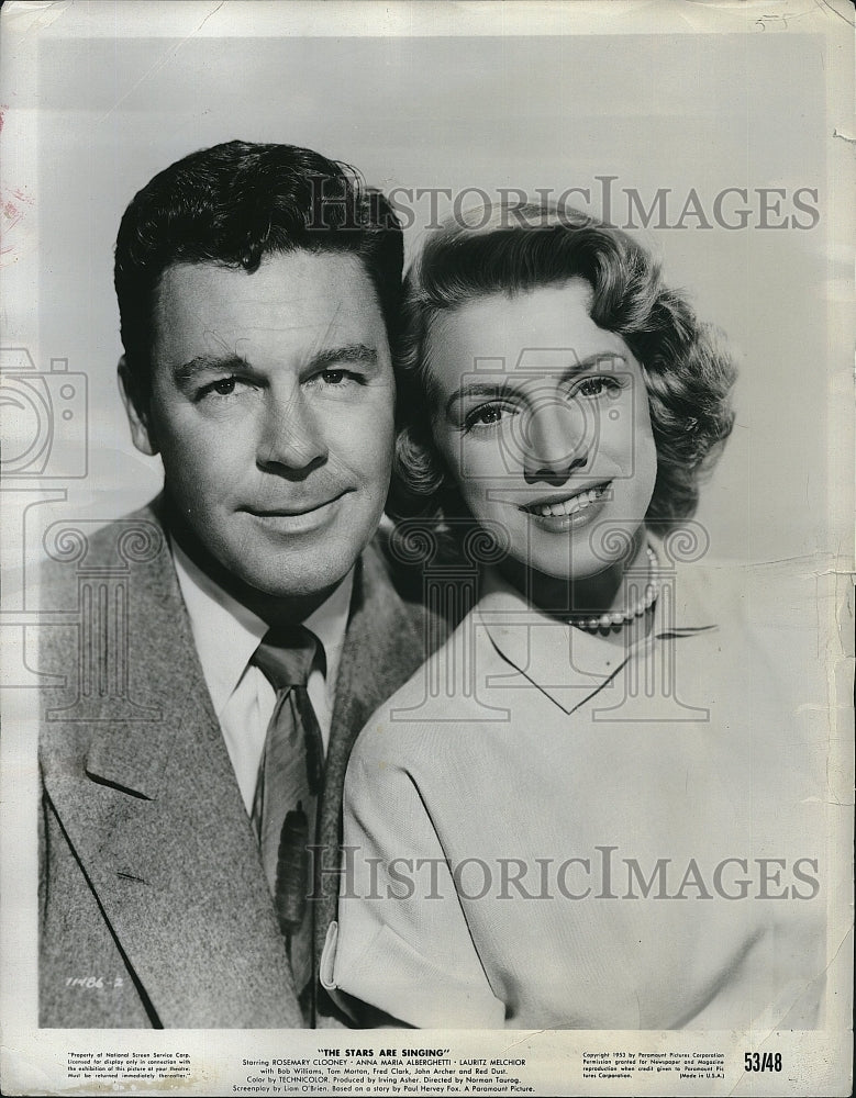 1953 Press Photo Rosemary Clooney and John Archer in The Stars Are Singing - Historic Images