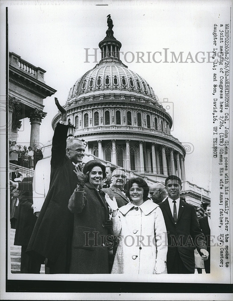 1962 Press Photo astronaut John Glenn and family in Washington D.C. - Historic Images