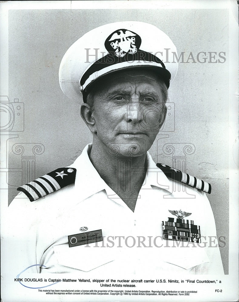 1980 Press Photo Kirk Douglas American Actor Stars In Final Countdown Movie - Historic Images