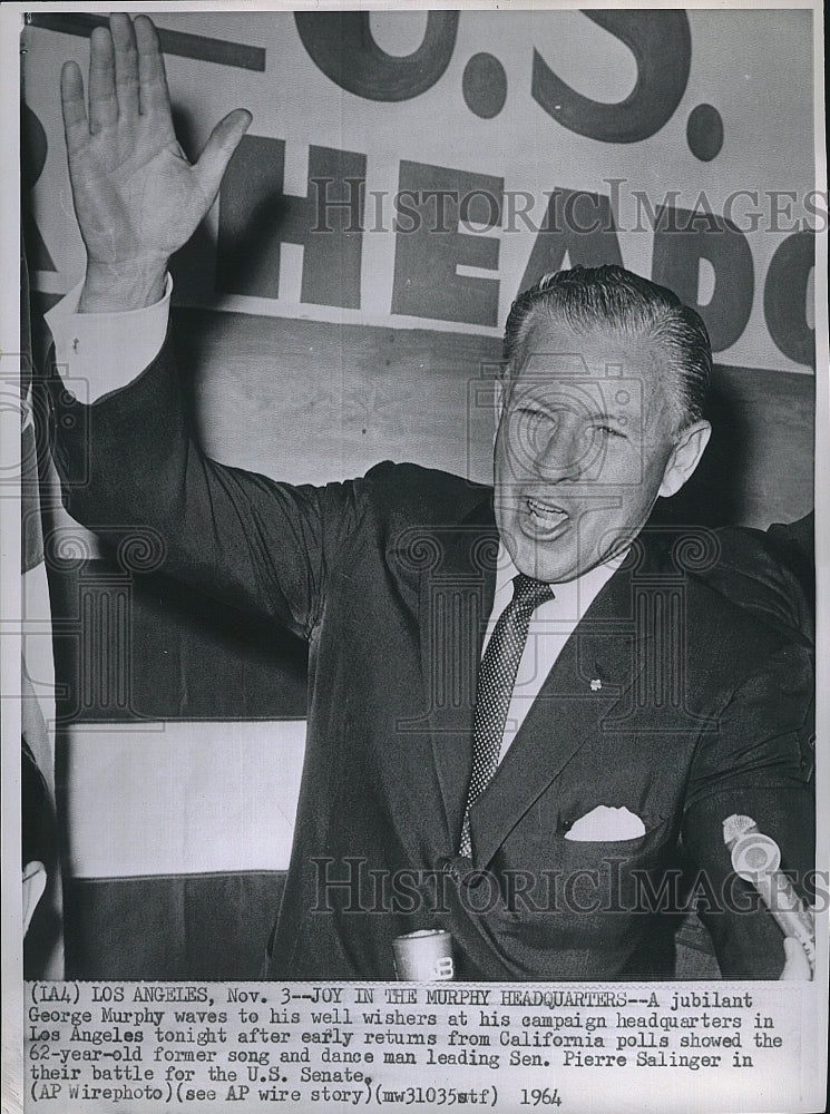 1964 Press Photo George Murphy in his campaign for Senator - Historic Images