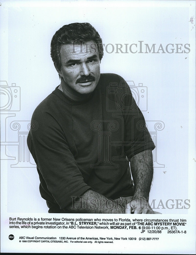 1988 Press Photo &quot;B.L. Stryker&quot; starring Burt Reynolds - Historic Images