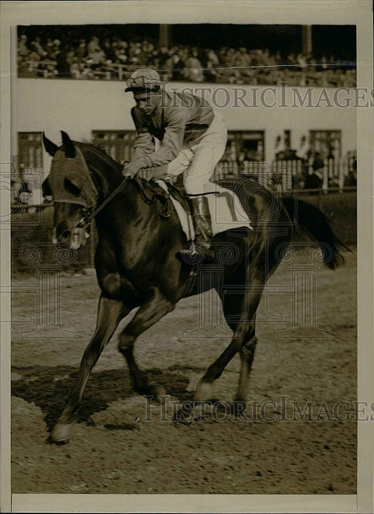 1939 Press Photo Johnny Oros Apprentice Horse Jockey Riding Nicholas S - Historic Images