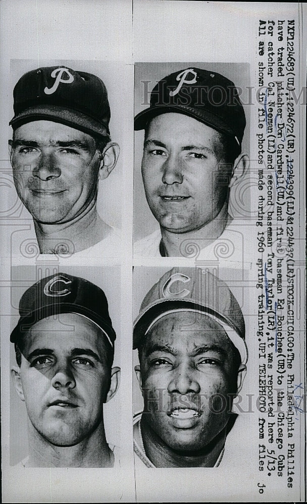 1960 Press Photo Philadelphia Phillies Traded Cardwell Bouchee Neeman Taylor - Historic Images