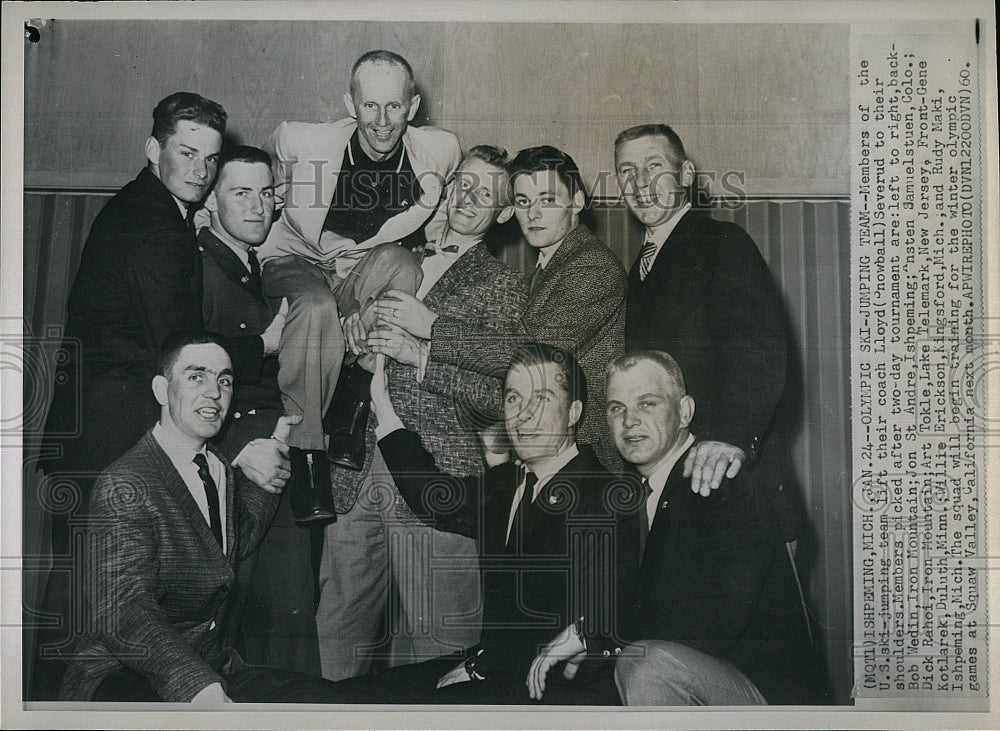 1960 Press Photo Lloyd Severud, Bob Wedin, Jon St. Andre, A. Samuelstuen, Skiing - Historic Images