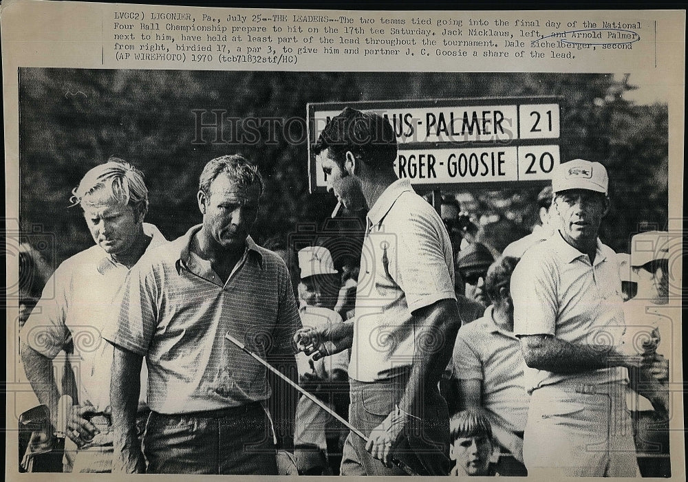 1970 Press Photo Nicklaus, Palmer in Golf Tournament With Eichelberger &amp; Goosie - Historic Images