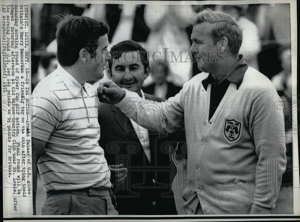 1971 Press Photo Arnold Palmer and Harry Bannerman Tie in Golf Tournment - Historic Images