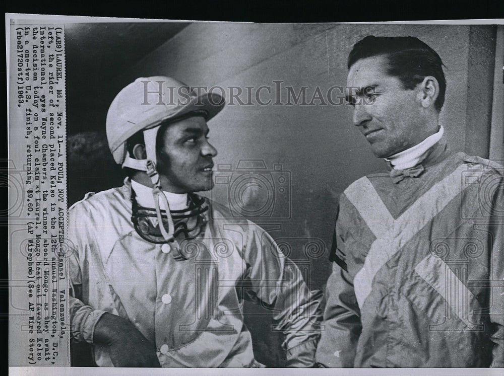 1963 Press Photo Ismael Valenzuela and Wayne Chambers after a race in Maryland - Historic Images