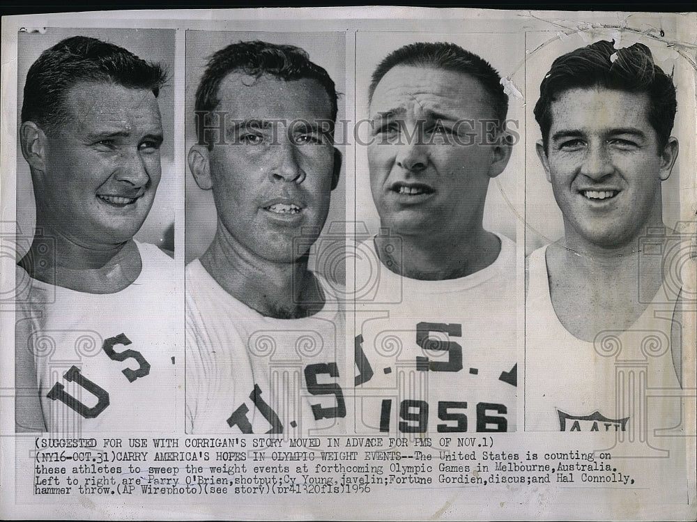 1956 Press Photo U.S. Olympic Athletes in Olympic Games in Melbourne. - Historic Images