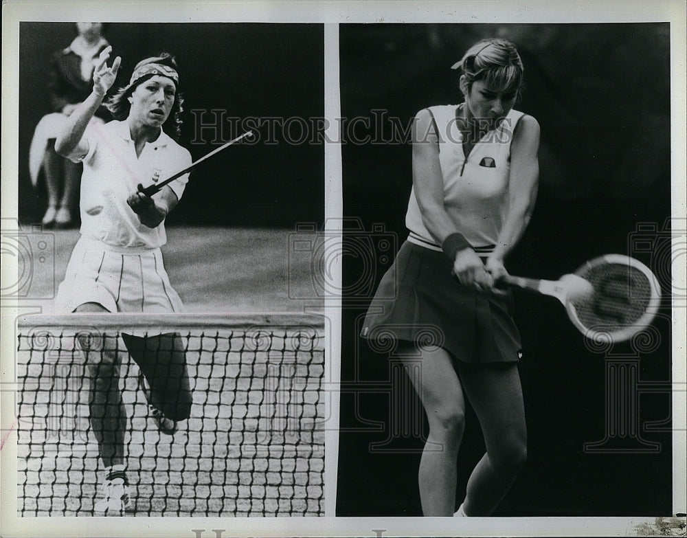 1982 Press Photo Chris Evert-Lyod and Martina Navratilova in Family Circle Game. - Historic Images