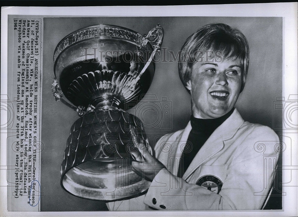 1964 Press Photo Carol Sorenson Wins British Women&#39;s Amateur Golf Championship - Historic Images