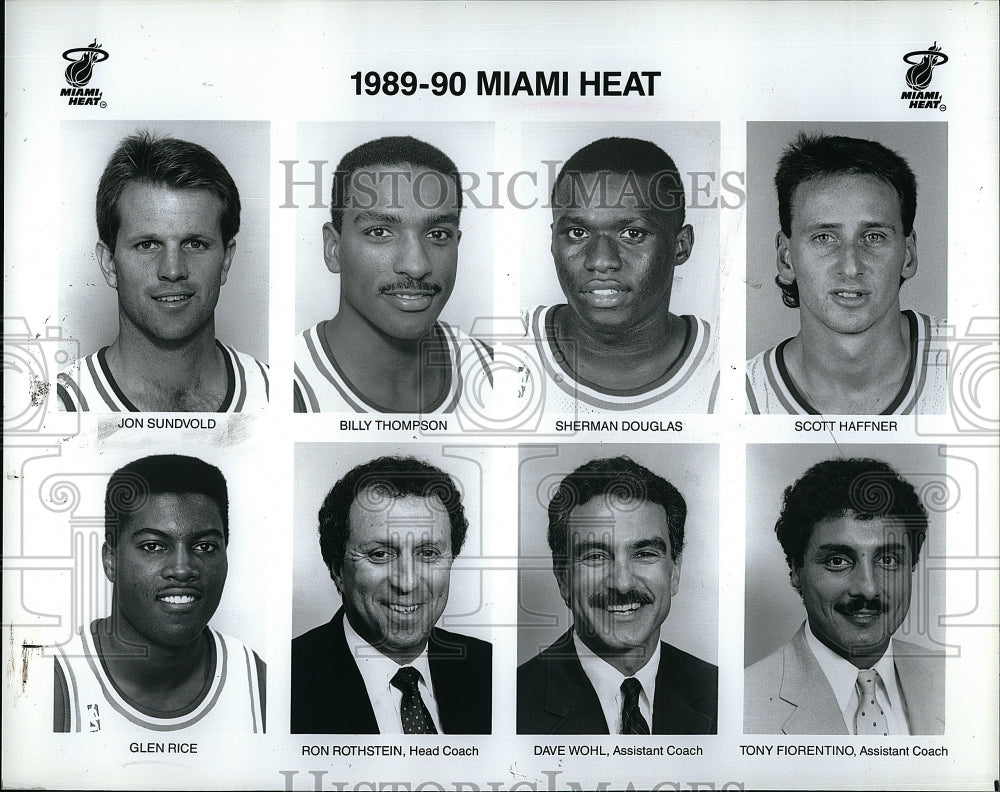 1991 Press Photo Miami Heat Players Jon Sundvold,Billy Thompson,Glen Rice - Historic Images