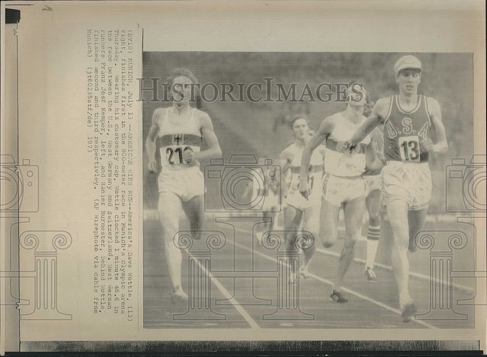 1973 Press Photo US Olympics Runner Dave Wottle During Race - Historic Images