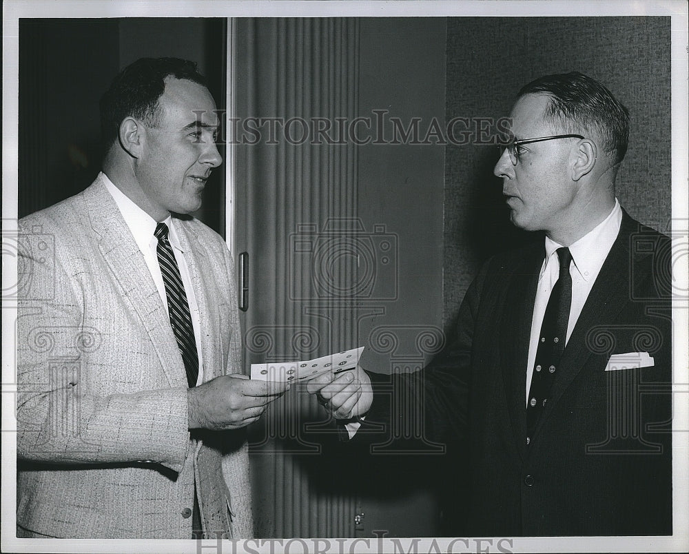 1958 Press Photo College Football Coach George Winkler &amp; Russell S. Broad - Historic Images