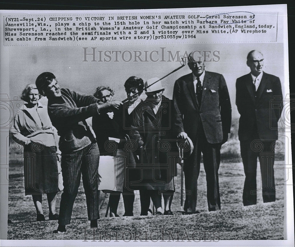 1964 Press Photo Carol Sorenson  in British Women&#39;s Amateur Gold Championship. - Historic Images