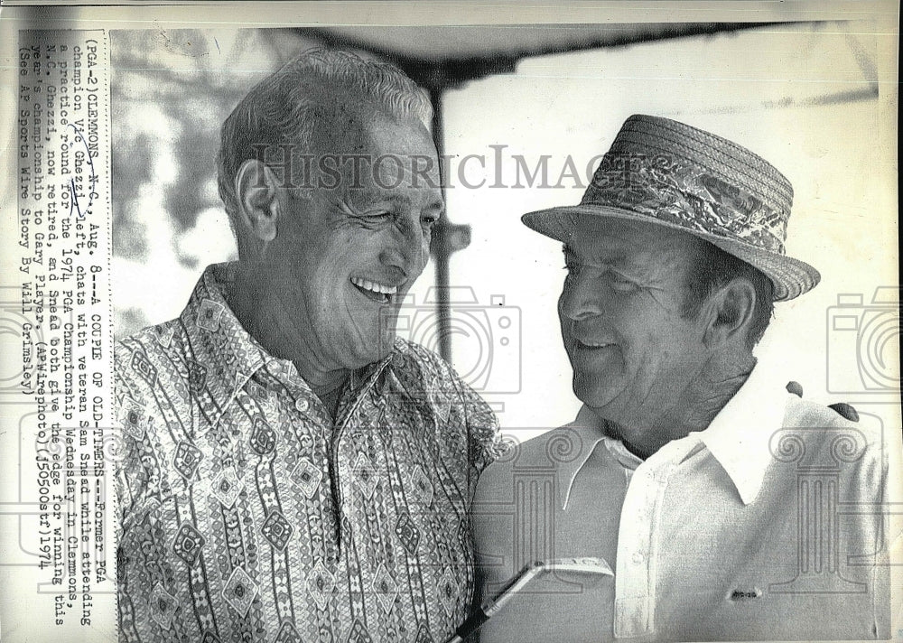 1974 Press Photo Golfers Vic Ghezzi & Sam Snead At PGA Championship - Historic Images