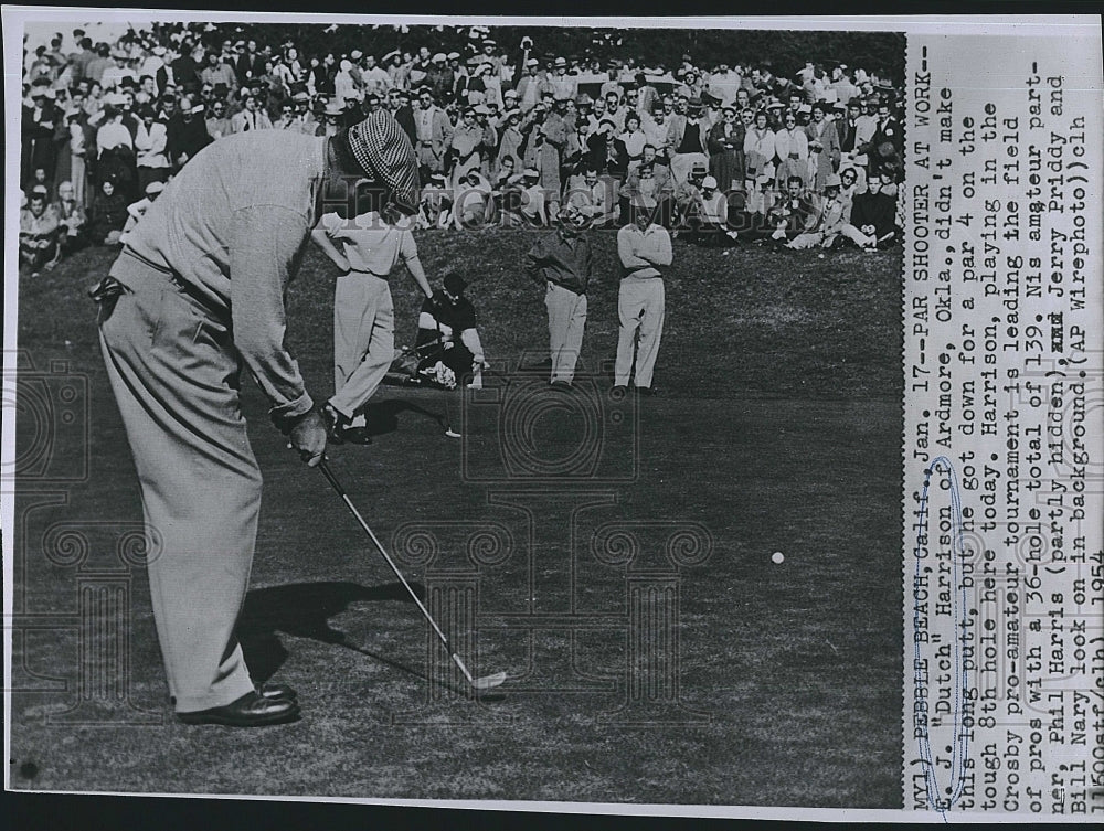 1954 Press Photo E. J. &quot;Dutch&quot; Harrison in Crosby Pro-Amateur Tournament - Historic Images