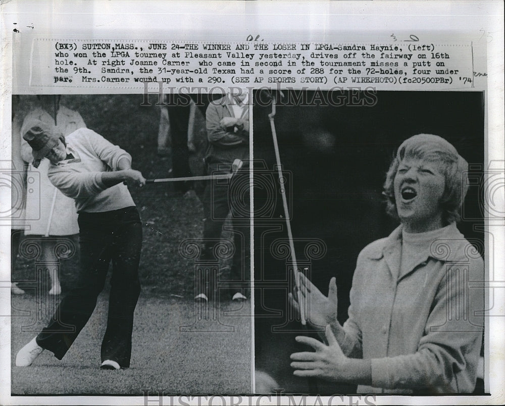 1974 Press Photo Sandra Haynie, JoAnne Carner, Golfers - Historic Images