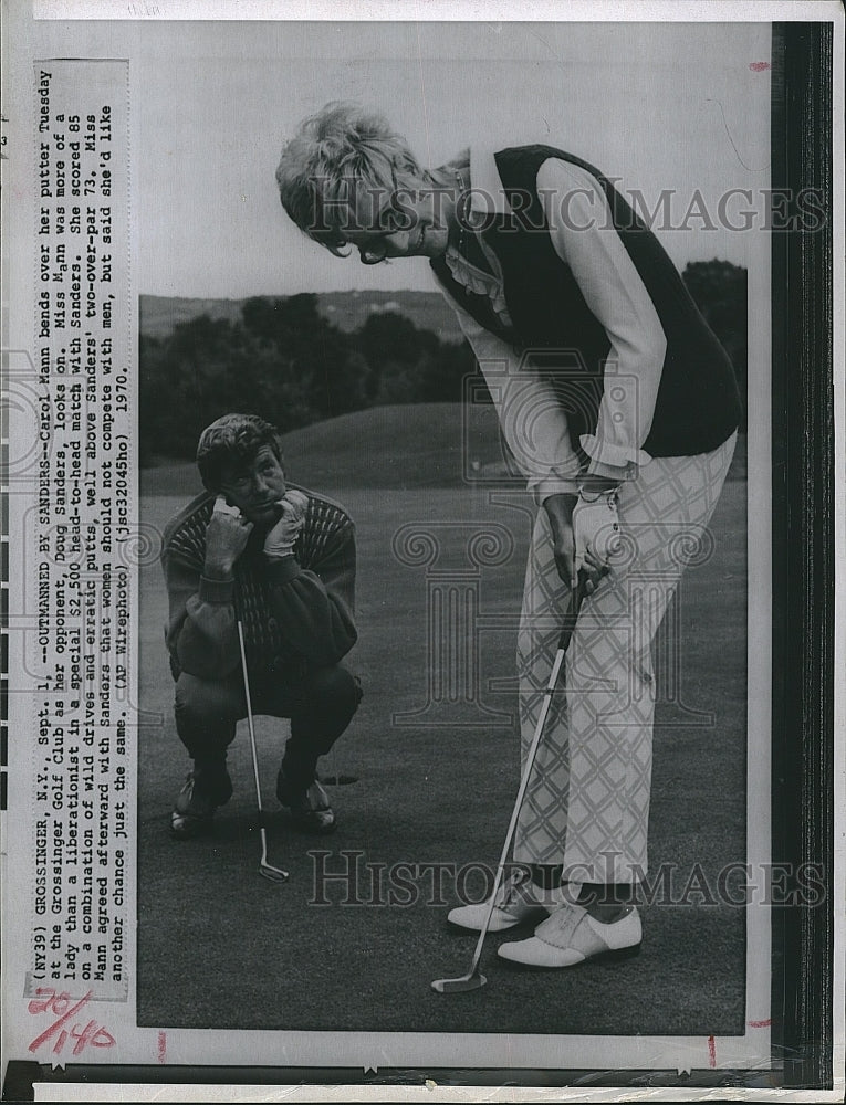 1970 Press Photo Carol Mann, &amp; Doug Sanders at Grossinger Golf tourney - Historic Images