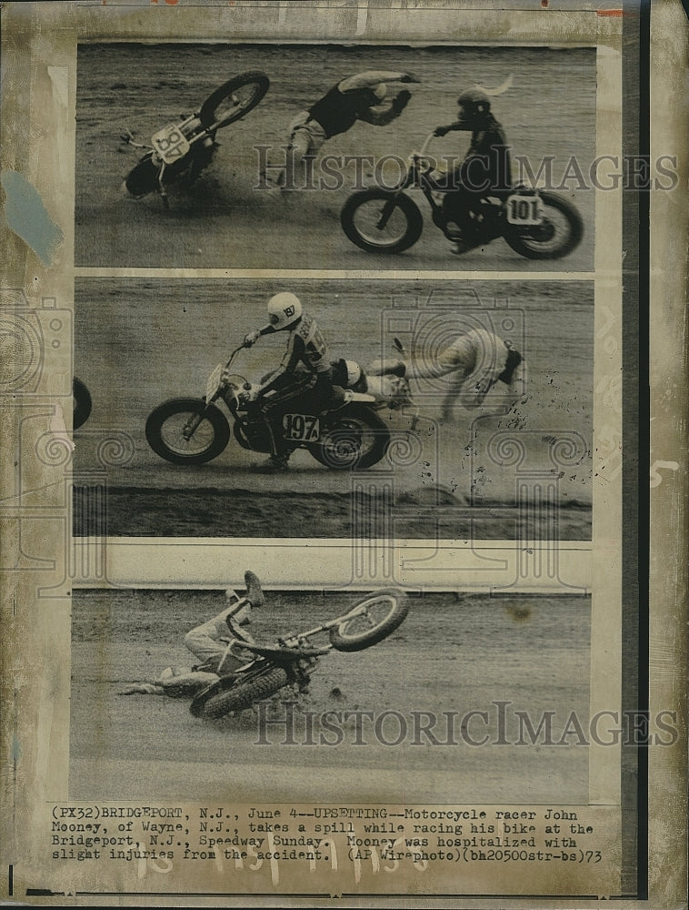 1973 Press Photo Motorcycle Racer John Mooney During Race - Historic Images