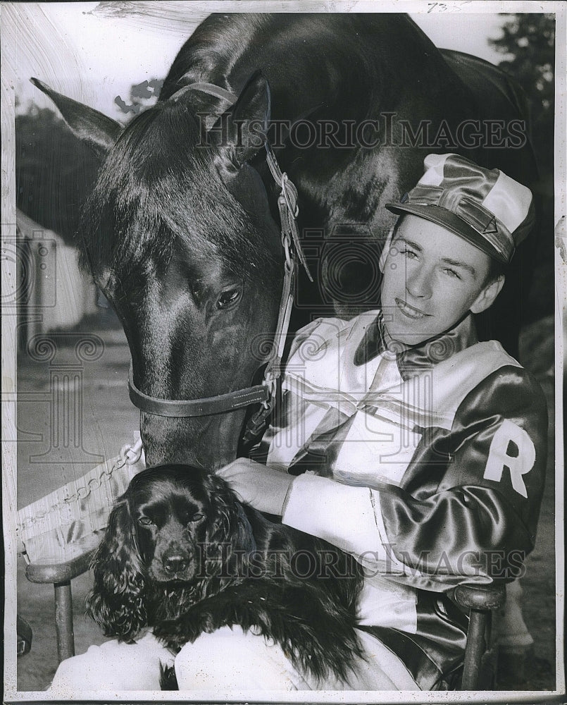 1959 Press Photo Jim Lay Robert Roowey and dog Susie - Historic Images