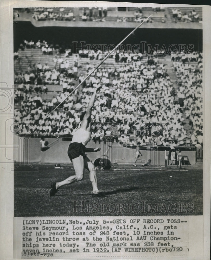 1932 Press Photo Steve Seymour During Record Ross Of 248 10 Inches - Historic Images