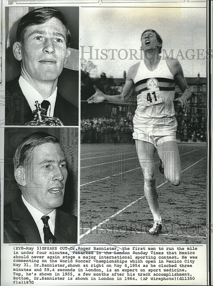 1970 Press Photo Dr. Roger Bannister Runs mile under four minutes - Historic Images