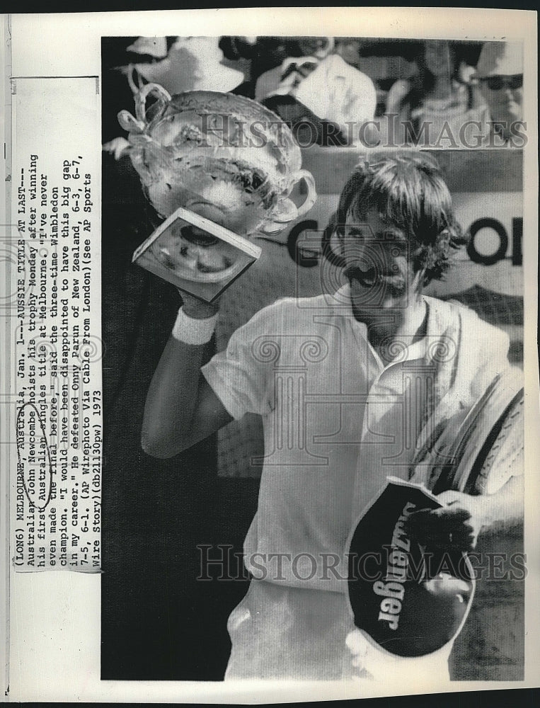 1973 Press Photo John Newcombe Australian Professional Tennis Player Wins Title - Historic Images