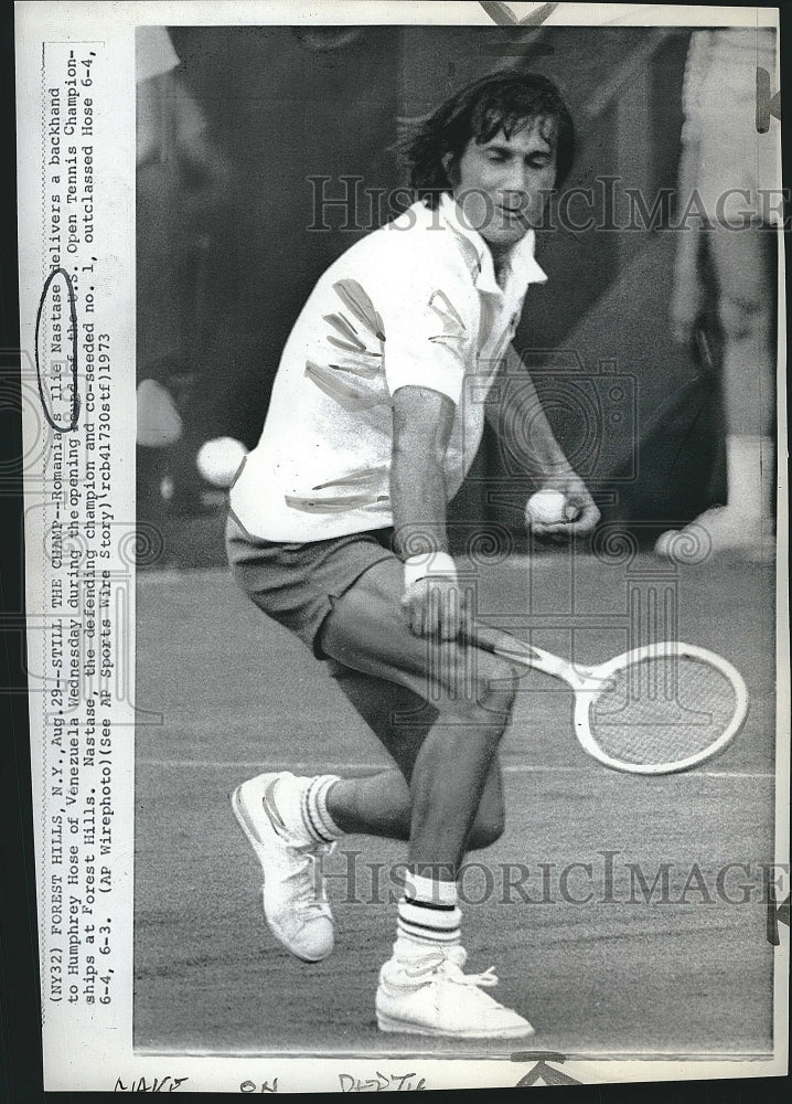 1973 Press Photo Ilie Nastase Romanian Professional Tennis Player U.S. Open - Historic Images