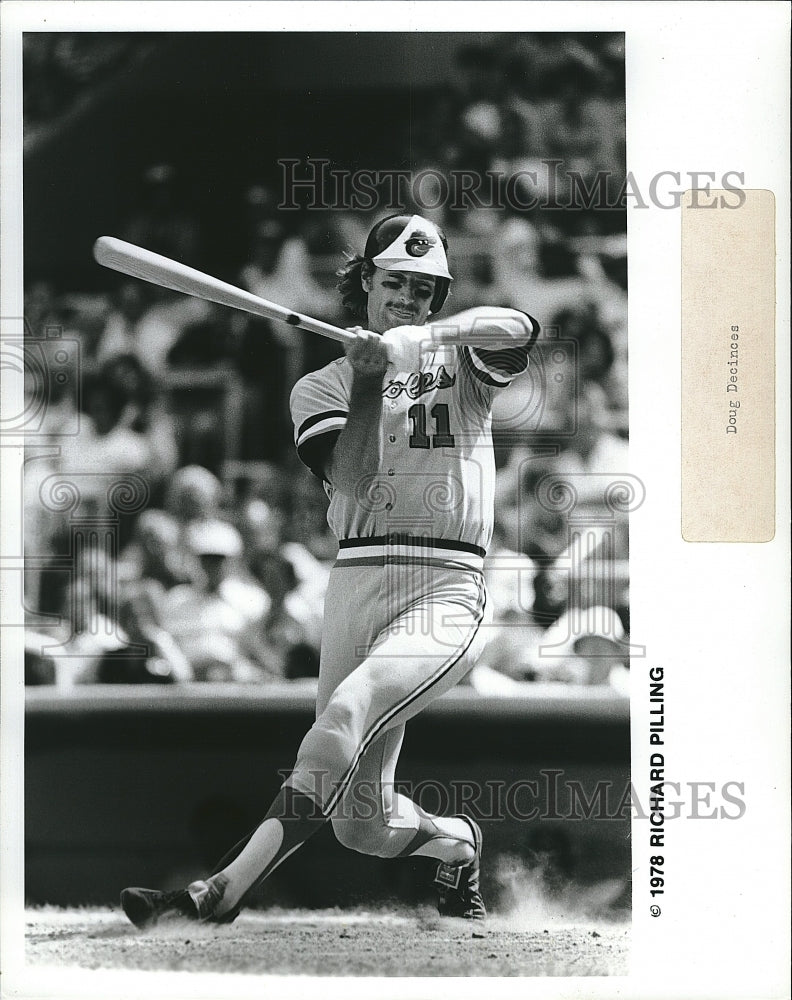 1978 Press Photo Baltimore Orioles. Doug De Cines in action - Historic Images