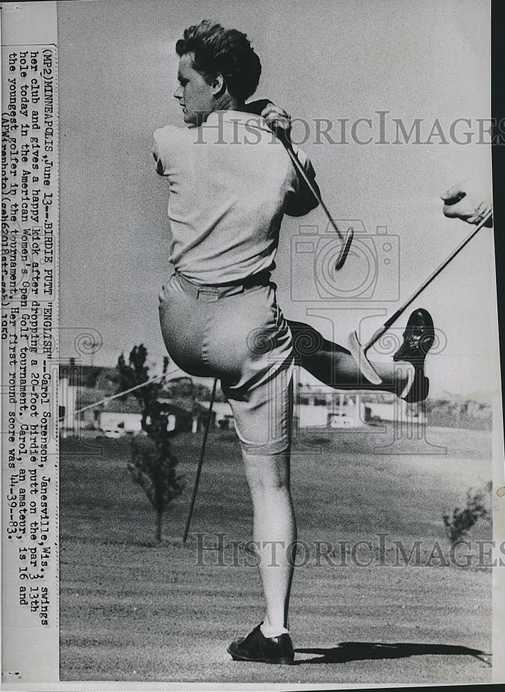 1959 Press Photo Carol Sorenson in Amercan Women&#39;s Open Golf Tournament - Historic Images