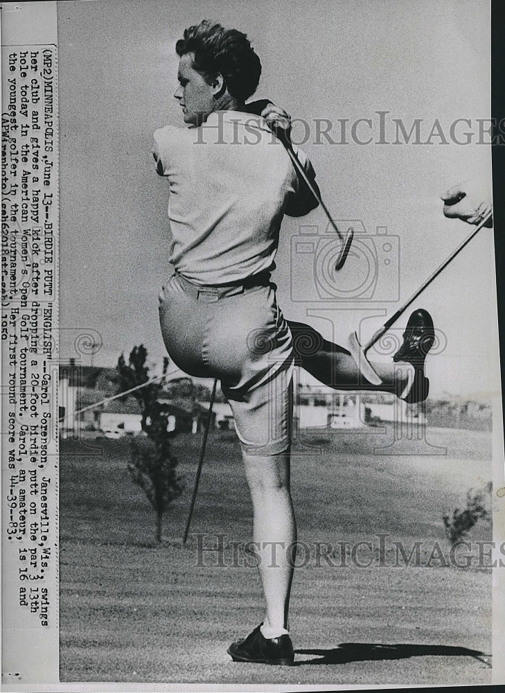 1959 Press Photo Carol Sorenson in Amercan Women's Open Golf Tournament - Historic Images