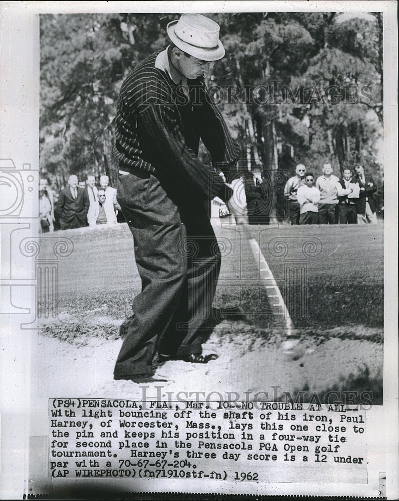 1962 Press Photo Paul Harney in 4 Way Tie at Pensacola PGA Open Golf Tournament - Historic Images