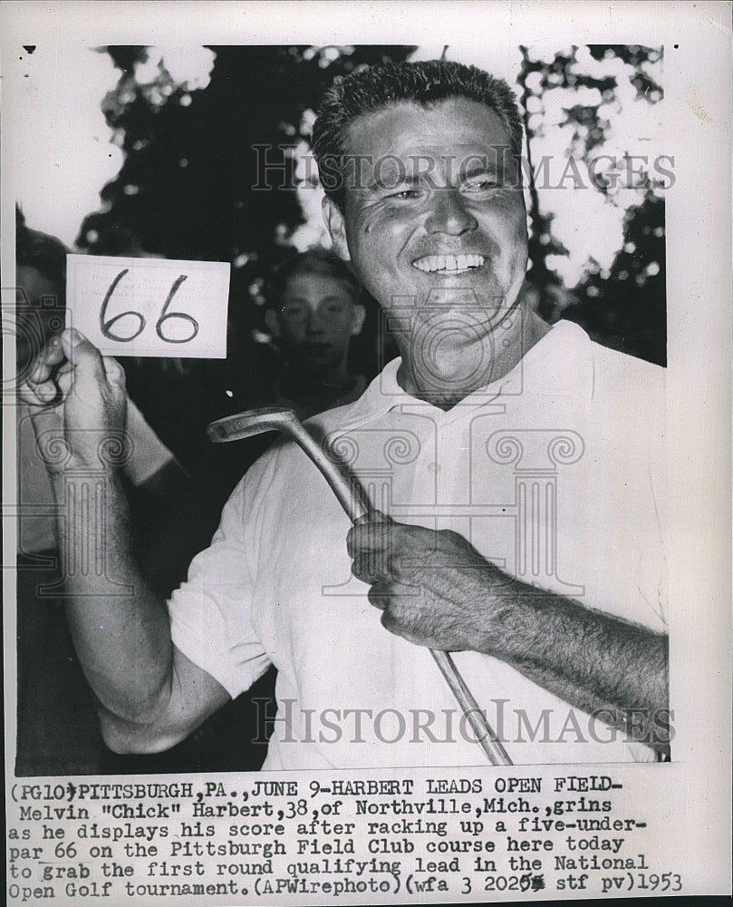 1953 Press Photo Melvin Chick Harbert Leading National Open Golf - Historic Images