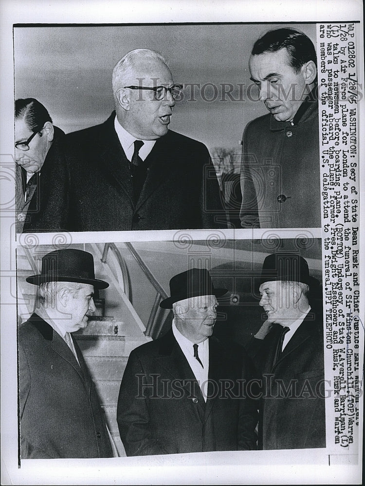 1965 Press Photo Sec of State Dean Rusk,Chief Justice  Earl Warren - Historic Images