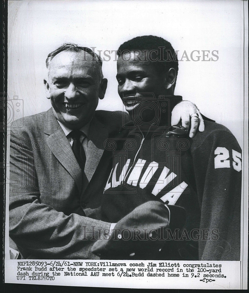 1961 Press Photo Villanova Coach Jim Elliott Frank Budd - Historic Images