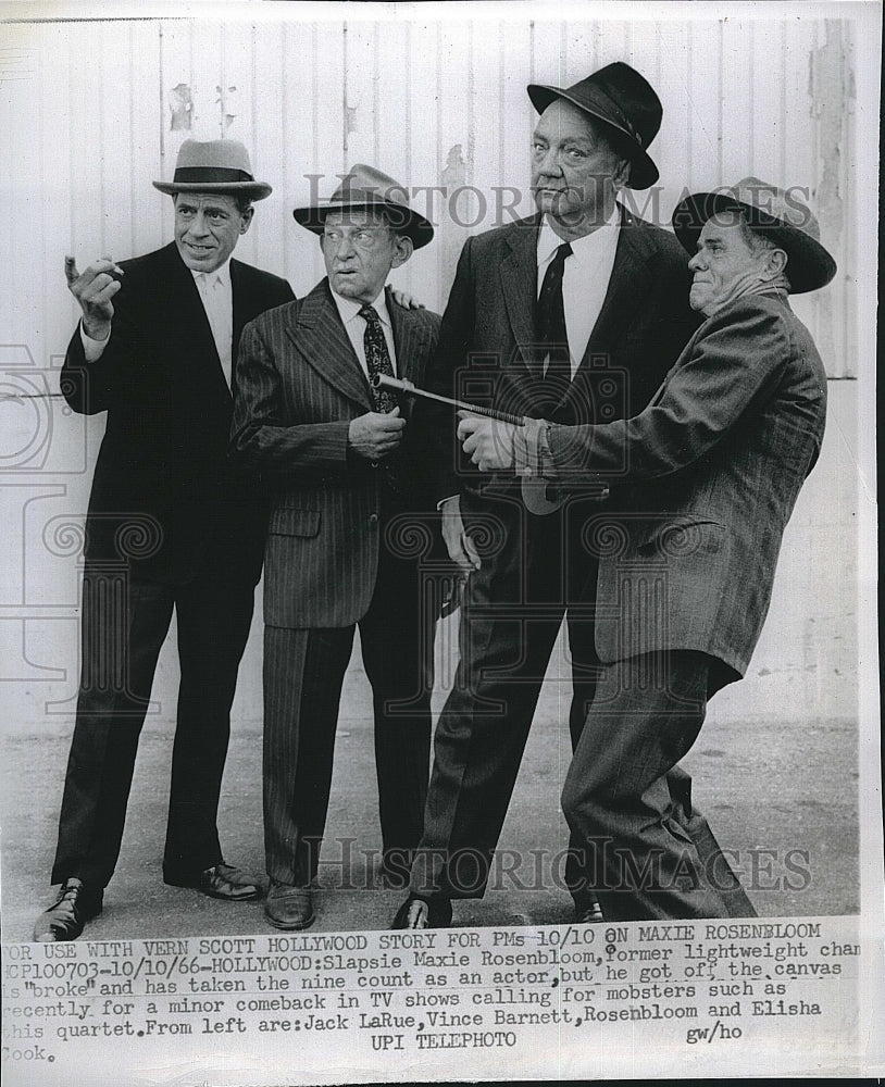 1966 Press Photo Maxie Rosenbloom light heavyweight Champ as actor Jack LaRue - Historic Images