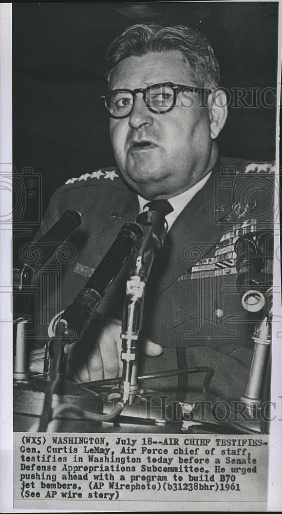 1961 Press Photo Curtis LeMay, Air Force Chief of Staff - Historic Images