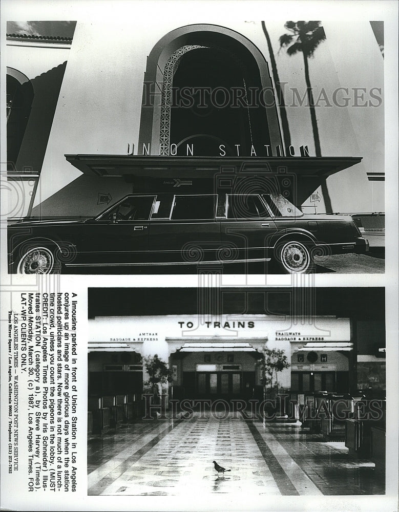 1987 Press Photo Limousine Outside Los Angeles Union Station Steve Harvey - Historic Images