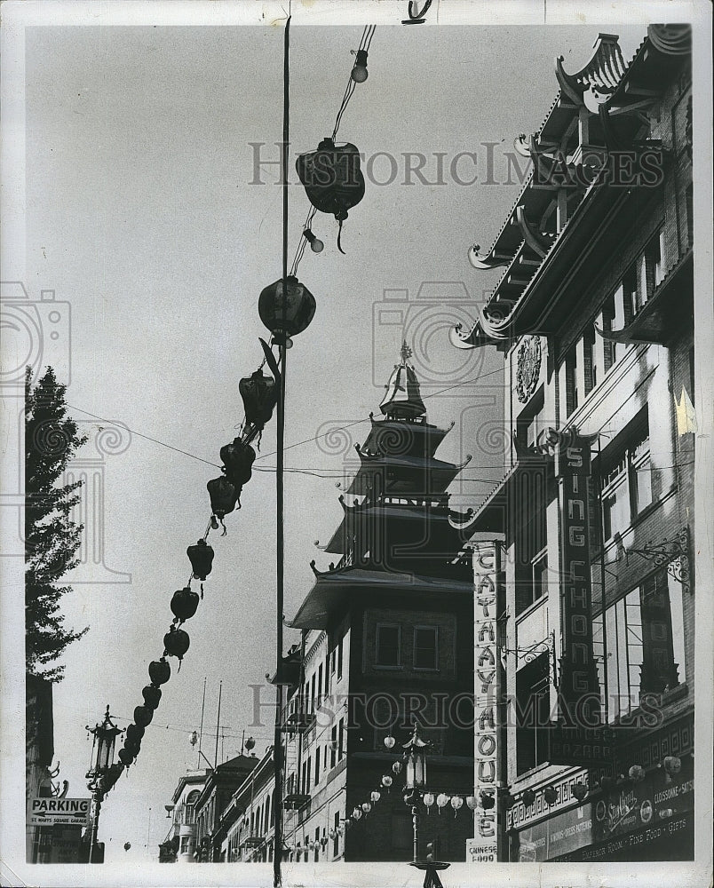 1964 Press Photo Pagoda Roofs in Chinatown, San Francisco - Historic Images