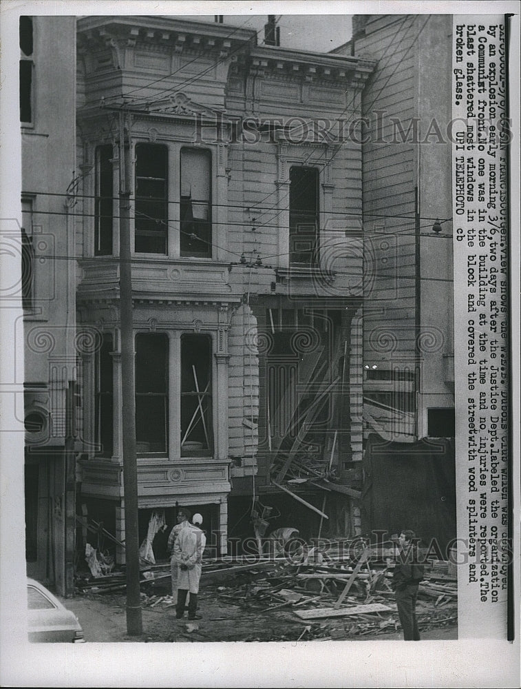 1966 Press Photo Club Explosion Exterior Damage San Francisco - Historic Images