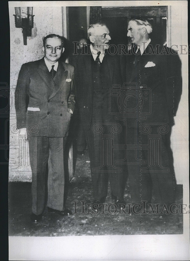 1954 Press Photo George Bidault, Anthony Eden, John Foster Dulles in Berlin - Historic Images