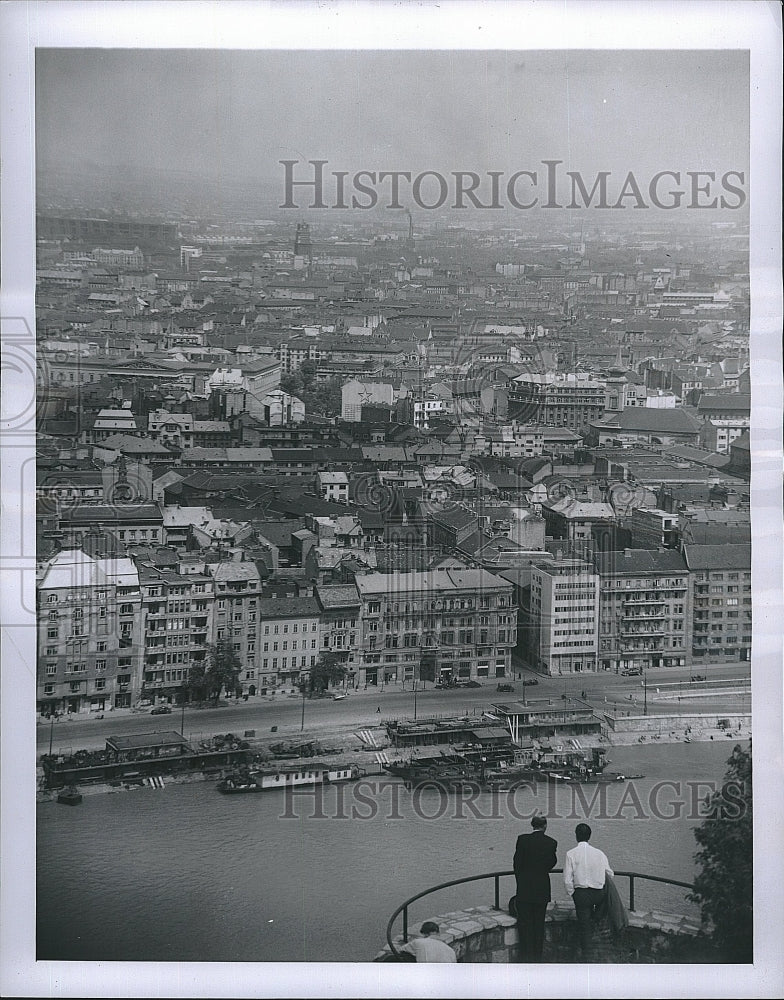 1954 Press Photo Aerial View Of Budapest, Hungary - Historic Images