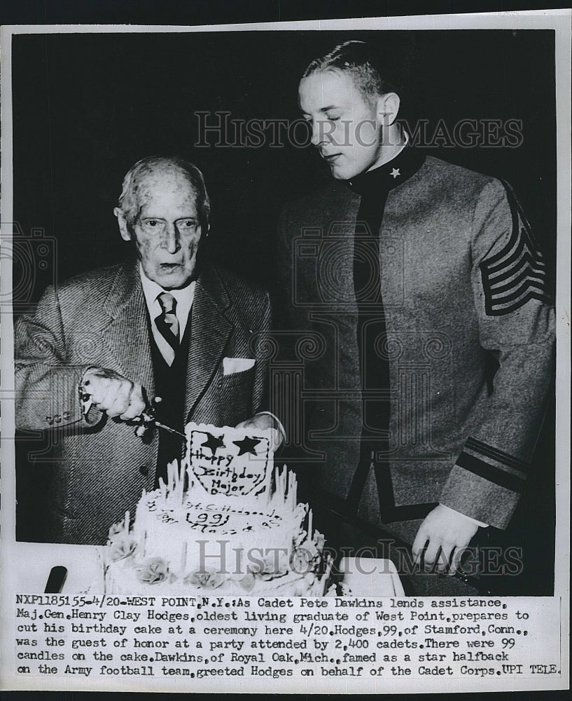 1959 Press Photo West Point Graduate Henry Clay Hodges Celebrating Birthday - Historic Images