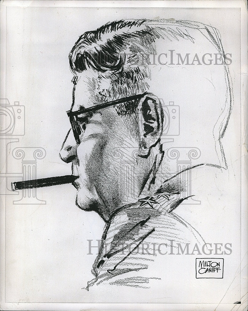 1965 Press Photo Profile sketch of famous US Air Force general Curtis Le May. - Historic Images