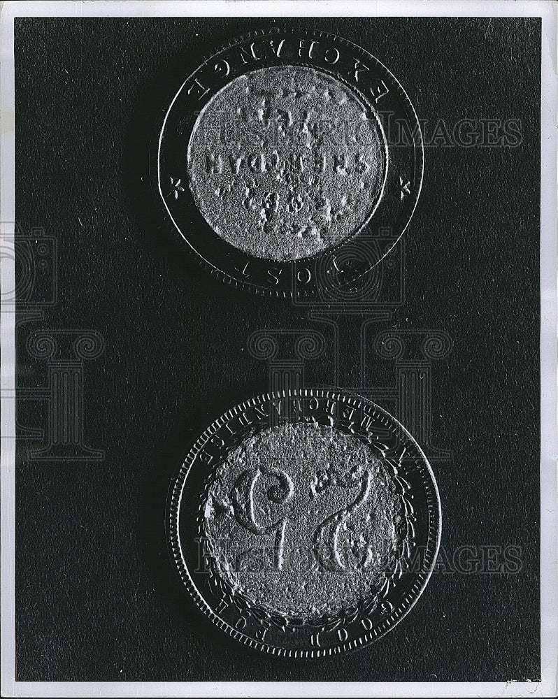 1965 Press Photo Tokens from 1885 that soldiers used at the Post Exchange - Historic Images