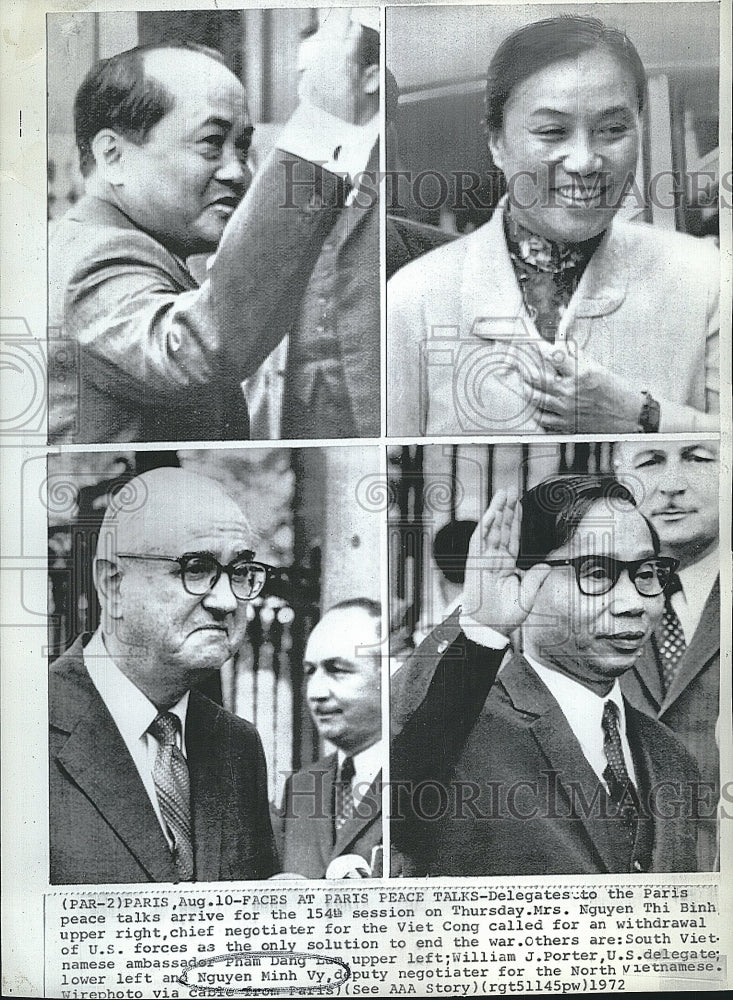 1972 Press Photo Nguyen Minh Vy &amp; Others Attend Paris Peace Talks - Historic Images