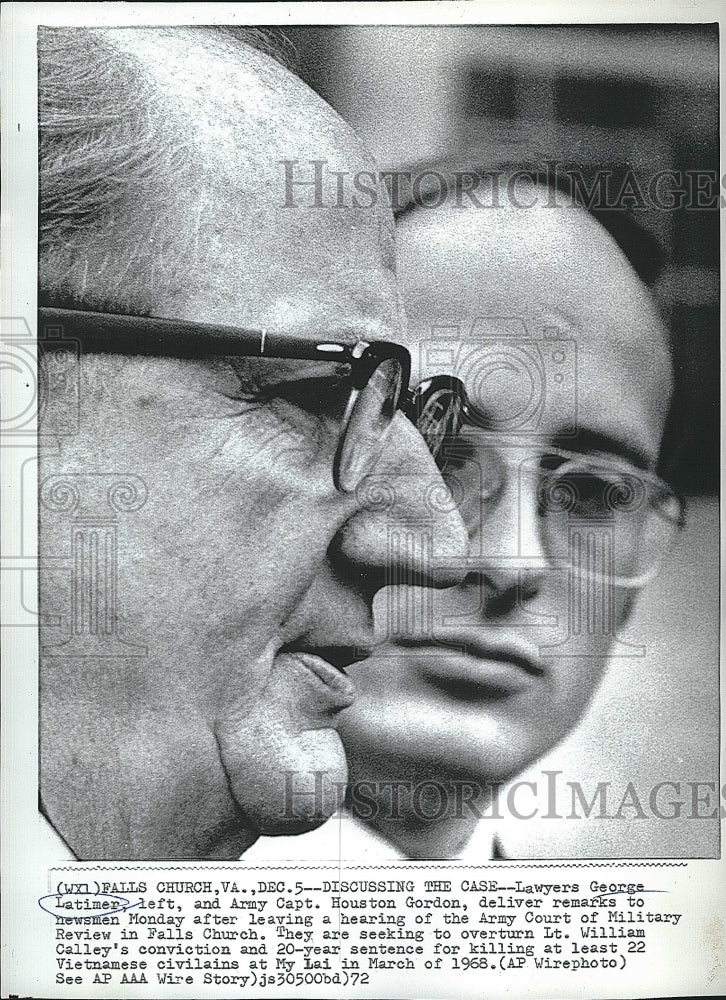 1972 Press Photo Lawyers George Latimer &amp; Army Capt Houston Gordon - Historic Images