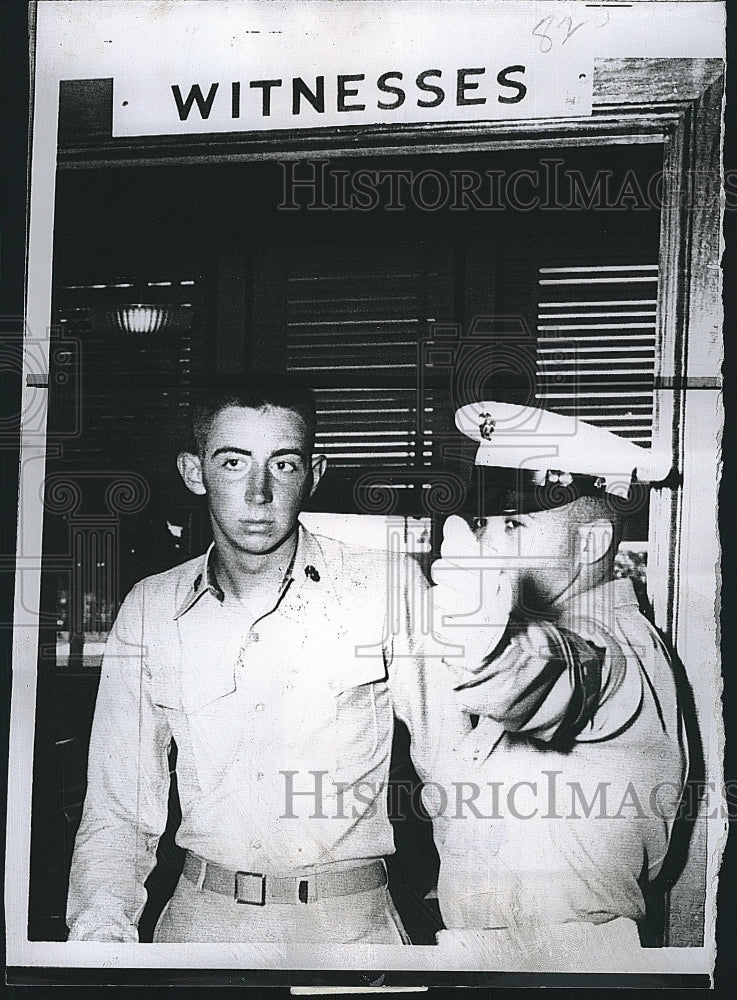 1956 Press Photo Pvt. Richard Drown, survivor of Platoon 71&#39;s &quot;Death March&quot; - Historic Images