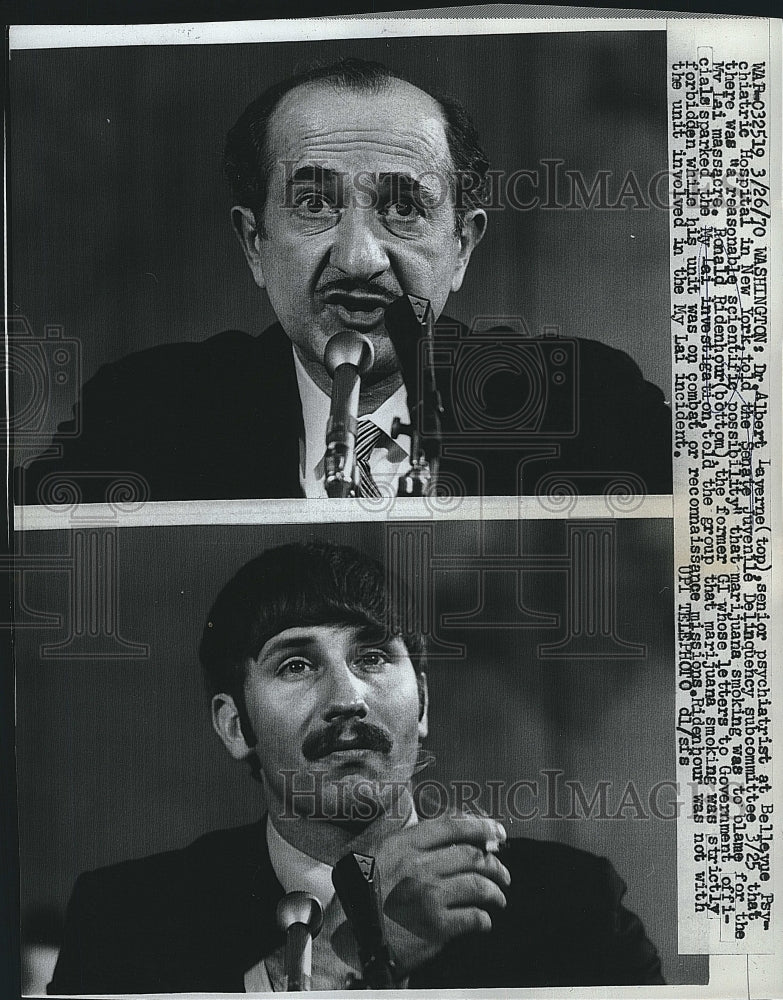 1970 Press Photo Dr Albert Laverne &amp; Ronald Ridenhour at his trial - Historic Images