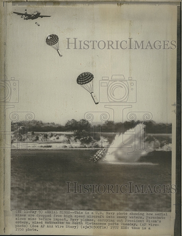 1958 Press Photo U.s Navy photo aerial Mines North Vietnamese - Historic Images